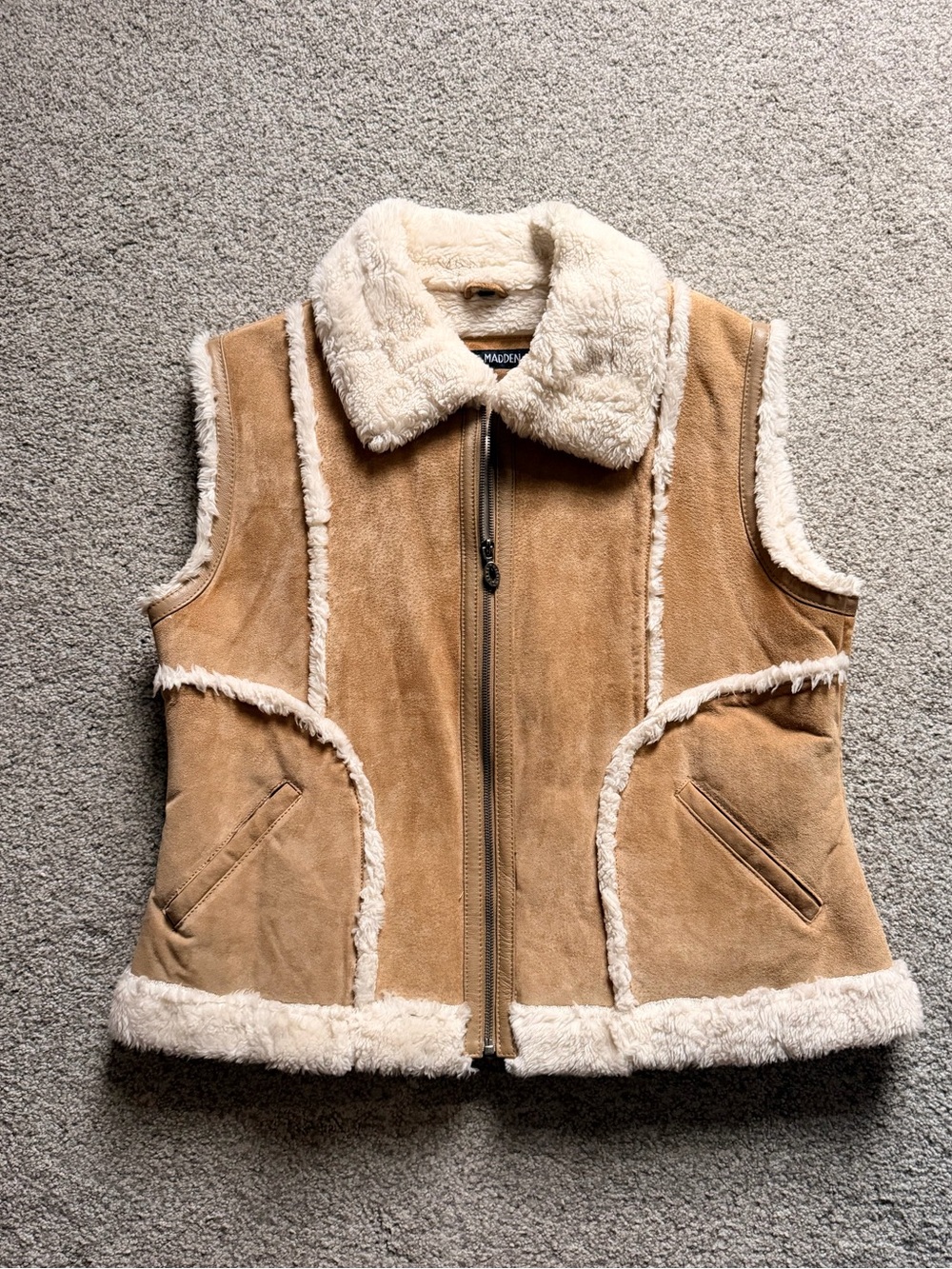 Vintage Steve Madden Leather Suede Vest with Faux-Shearling lining